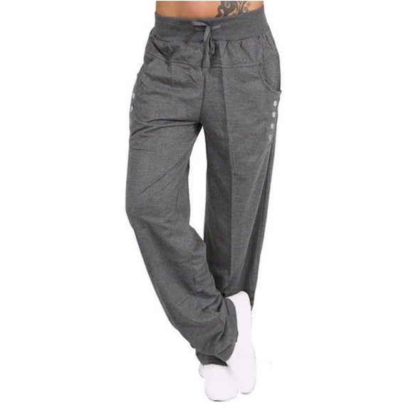 Yuanlook Womens Plus Size Drawstring Waist Cargo Joggers Multi Pockets Casual Sweatpants
