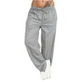 thumbnail image 1 of Yuanlook Womens Plus Size Drawstring Waist Cargo Joggers Multi Pockets Casual Sweatpants, 1 of 5