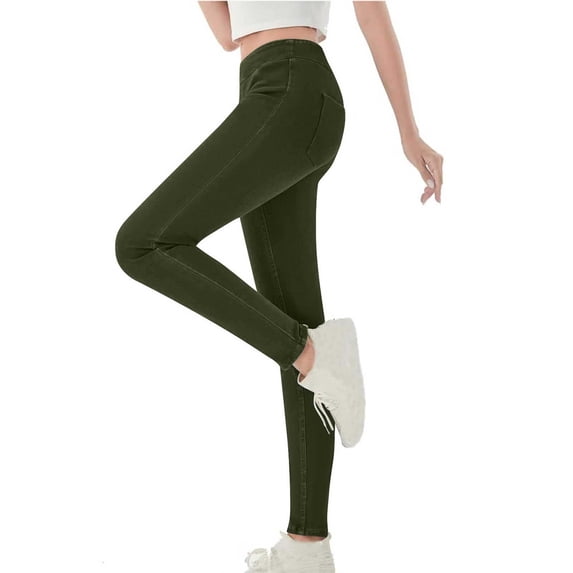 Yuanlook Womens Stretchy Skinny Pants High Waisted Casual Jeggings with Pockets Size S-XXXL