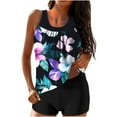 thumbnail image 1 of Yuanlook Womens Tankini Set, Two Piece Swimsuit Floral Print Ruched Top for Beach Vacation Swimming Pool Size S-XXL, 1 of 5