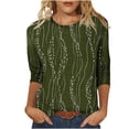 thumbnail image 1 of Yuanlook Womens Tops 3/4 Length Sleeve Crewneck Shirts Summer Fall Blouses - Green - XXL, 1 of 9