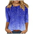 thumbnail image 1 of Yuanlook Womens Tunic Tops Short 3/4 Length Sleeve Shirts Fashion Crew Neck Outfits Clothes - Blue - S, 1 of 5
