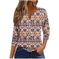 thumbnail image 1 of Yuanlook Womens V Neck Shirts,3/4 Length Sleeve Tunic Tops Casual Business Work Basic Tees Summer Fall Blouses - Brown - XL, 1 of 4