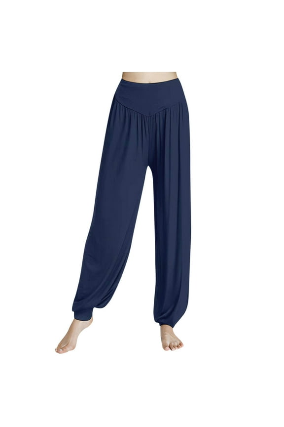 Womens Yoga Harem Pants Loose Workout Joggers Sweat Pants Comfy Lounge Lantern Pants - Dark Blue - L