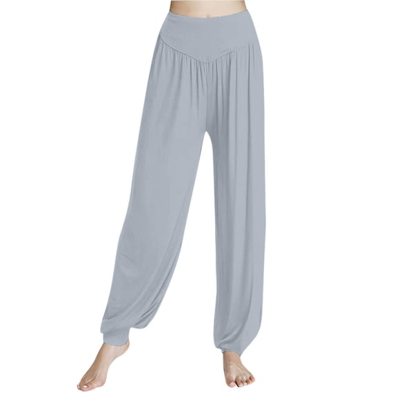 Yuanlook Womens Yoga Harem Pants Loose Workout Joggers Sweat Pants Comfy Lounge Lantern Pants - Light Blue - XL