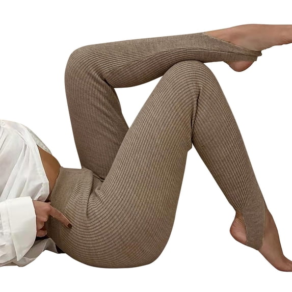 Yuanlook Yoga Pants for Women,Soft High Waist Stirrup Leggings Workout Sports Running Athletic Pants - Khaki - S