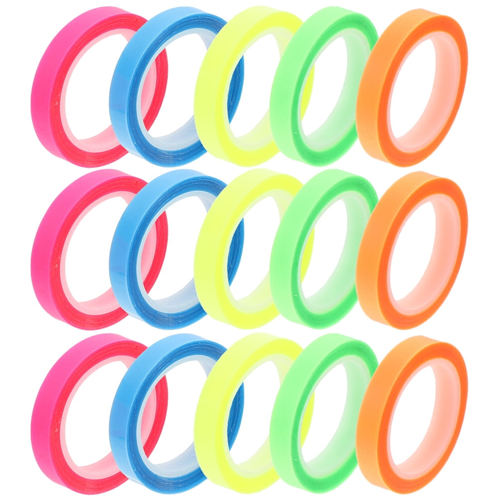 Yuanmiaoke 15 Rolls of Highlighter Tape Colored Transparent Marking