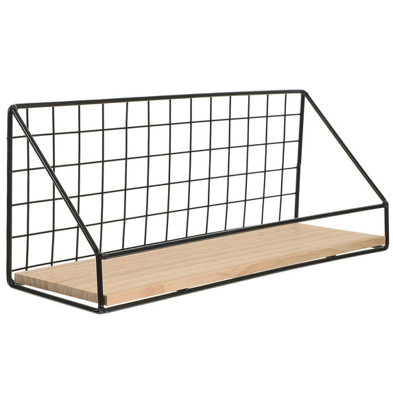 Yuanmiaoke 1pc Sturdy Storage Rack Durable Book Storage Rack Wall Shelf for Home (Black)