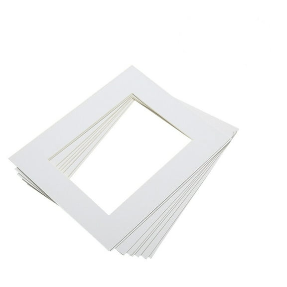 Yuanmiaoke 25Pcs 10 Inch Picture Photo Mats Photo Frame Paper Bord Matting Core Bevel Cut Wall Display Mattes for DIY Needlepoint Gallery Exhibit ( White )