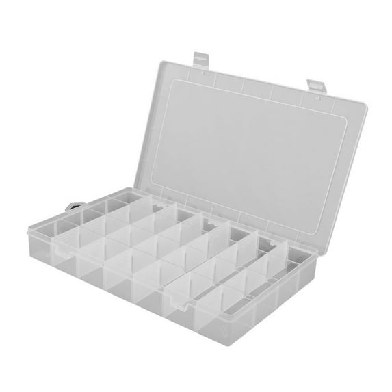 Yuanmiaoke 28-Grid Plastic Adjustable Jewelry Organizer Box Storage Container Case with Removable Dividers (Transparent)