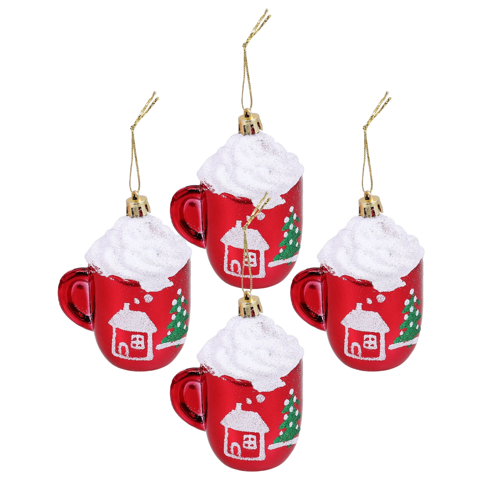 Yuanmiaoke 4pcs Christmas Mini Mug Pendant Christmas Tree Hanging Cup