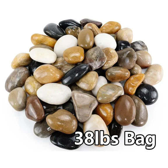 Yuanmin 38lbs Large River Rocks Decorative Pebbles,2-3 Inch Mixed Color Pebbles for Indoor Plants,High Polished Stones for Garden Landscaping Outdoor Vase Filler Fish Tank Aquariums and Indoor DIY
