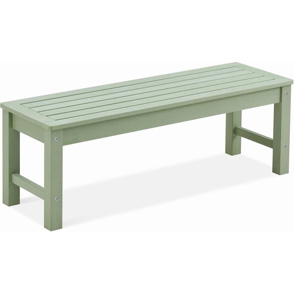Yuanmin 47" Outdoor Bench, All Weather HDPE 2-Person Backless Bench with 700Lbs Weight Capacity, Waterproof Patio Bench for Porch, Garden and Park (Green)