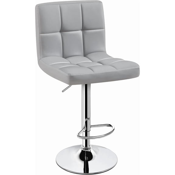 Yuanmin Single Bar Stool, PU Leather Adjustable Barstools, Modern Counter Stools with Back and Footrest, Counter Height Barstools for Bar, Kitchen, Dining Room, Light Gray