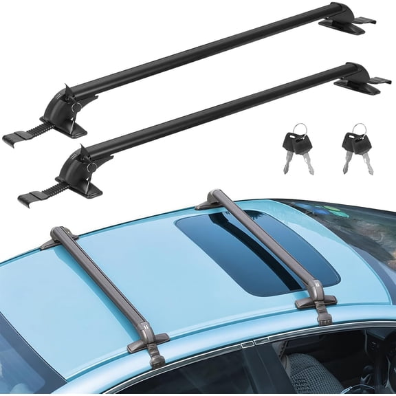 Yuanmin Universal Roof Rack Cross Bars, 43-inch Aluminum Lockable Car Top Crossbars with Anti-Theft Lock, Adjustable Window Frame for Bare Roof Kayak Bike Rooftop Cargo Carrier Luggage 165 LBS Load