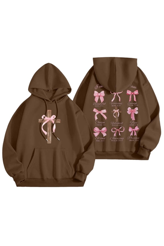 Hoodies For Womens Autumn Y2K Graphic Bowknot Print Sweatshirts Preppy Clothes Long Sleeve Sweatshirt Tops Aesthetic Streetwear Hoodies