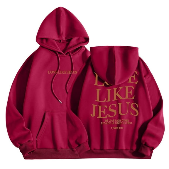 Yuannlog Women Hoodies finger heart print Pullovers long Sleeve Tops Hooded Hoodie Sweatshirts Loose Fit Fleece Oversized Outerwear