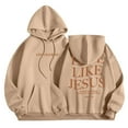 thumbnail image 1 of Yuannlog Women Hoodies finger heart print Pullovers long Sleeve Tops Hooded Hoodie Sweatshirts Loose Fit Fleece Oversized Outerwear, 1 of 5