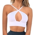 thumbnail image 1 of Yuannlog Women Tanks Cute Sports Crop Tops Halter Criss Cross Sleeveless Ribbed Cut Out Backless Yoga Camis Tank Tops, 1 of 6