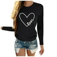 thumbnail image 1 of Yuannlog Women Tshirts Tops Summer Casual O Neck Letters Love Heart Print Long Sleeve Tee Shirts Spring Basic T-Shirts, 1 of 5