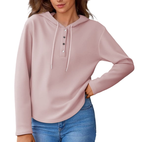 Yuannlog Womens Hoodies Autumn Long Sleeve Solid Color Pullovers Casual Streetwear Soft Lightweight Ladies Tunic Sweatshirts