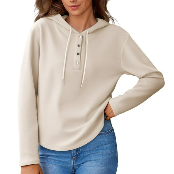 Yuannlog Womens Hoodies Autumn Long Sleeve Solid Color Pullovers Casual Streetwear Soft Lightweight Ladies Tunic Sweatshirts