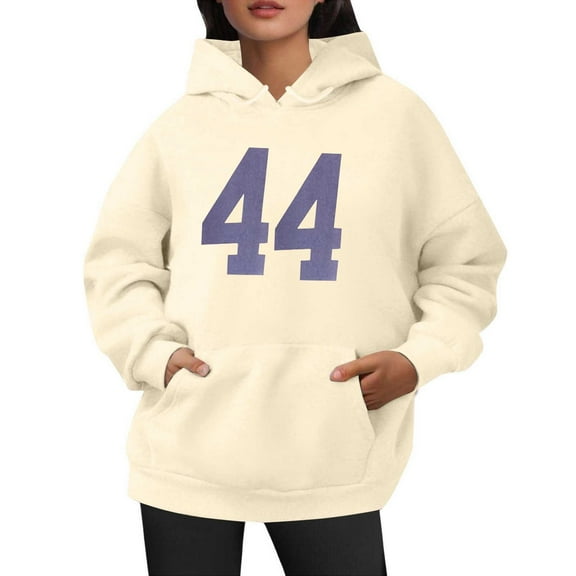 Yuannlog Womens Hoodies Autumn Valentine'S Day Numbers Print Hoodies Loose Comfy Trendy Oversized Pullover Tops With Pockets