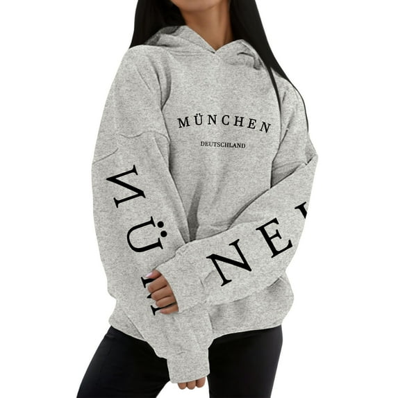 Yuannlog Womens Hoodies Round Neck Leisure Sports Long Sleeve Long Hooded Pullover Sweatshirt Shirt Hoodies Pullovers Winter Tops