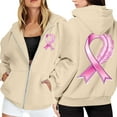 thumbnail image 1 of Yuannlog Womens Hoodies Zip Up Cancer Awareness Month Long Sleeve Pullover With Pockets Drawstrings Casual Athletic Sweatshirts, 1 of 6