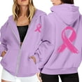 thumbnail image 1 of Yuannlog Womens Hoodies Zip Up Coats Fleece Pullovers Breast Cancer Awareness Month Long Sleeve Pockets Drawstring Casual Sweatshirts Jackets, 1 of 6