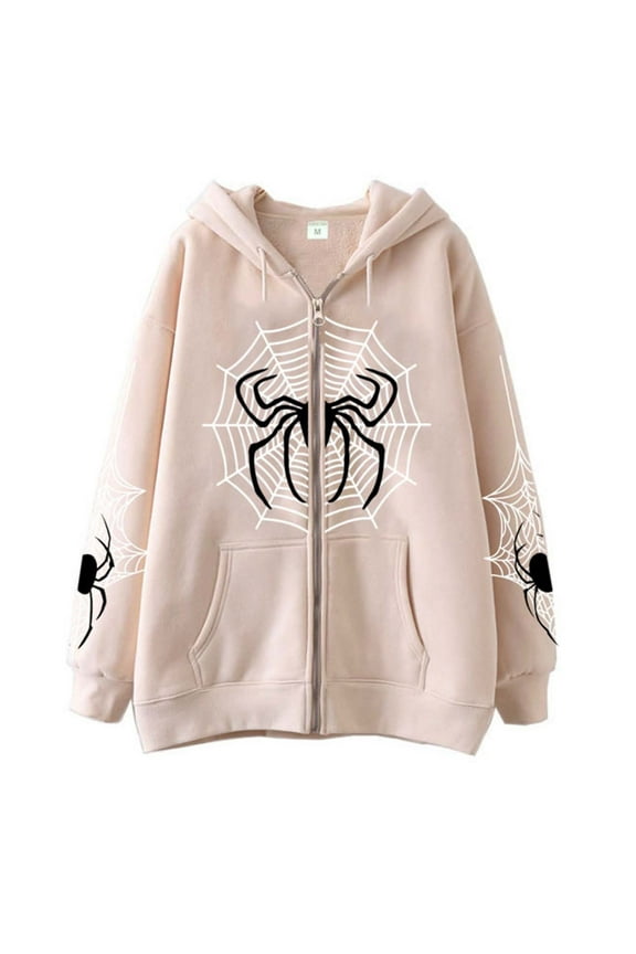 Zip Up Hoodies For Womens Y2K Goth Aesthetic Jacket Retro Casual Streetwear Sweatshirts With Hood Daily Jacket Vintage Oversized Baggy Hoodie