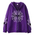 thumbnail image 1 of Yuannlog Zip Up Hoodies For Womens Y2K Goth Jacket Retro Casual Streetwear Sweatshirts With Hood Daily Jacket Vintage Oversized Baggy Hoodie, 1 of 2