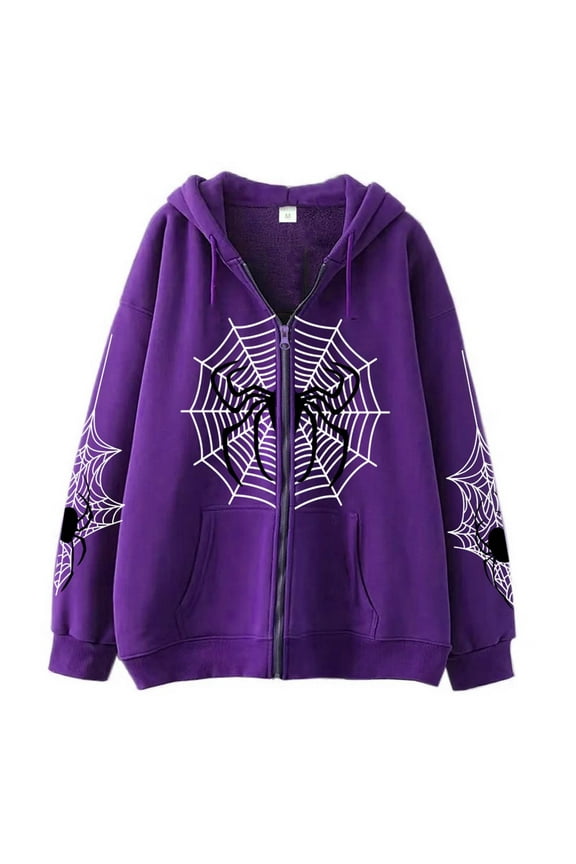 Zip Up Hoodies For Womens Y2K Goth Aesthetic Jacket Retro Casual Streetwear Sweatshirts With Hood Daily Jacket Vintage Oversized Baggy Hoodie