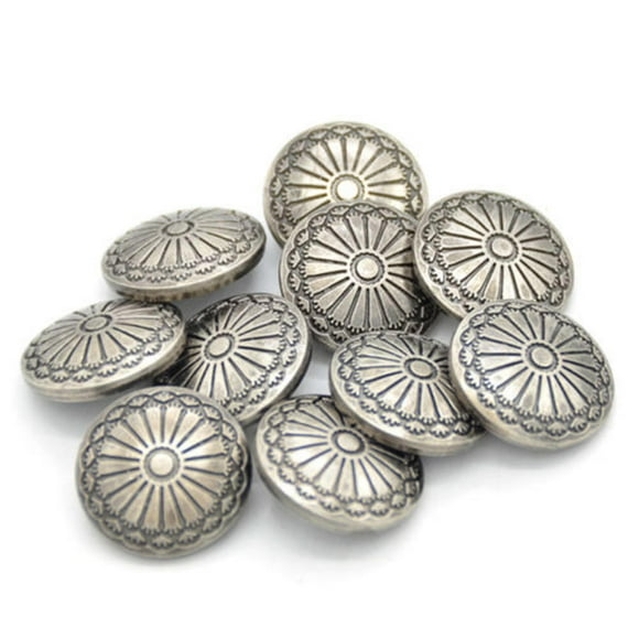 Yuanou 10Pcs DIY Sewing Fastener Flower Pattern Shank Buttons Metal Craft 23mm Good Silver