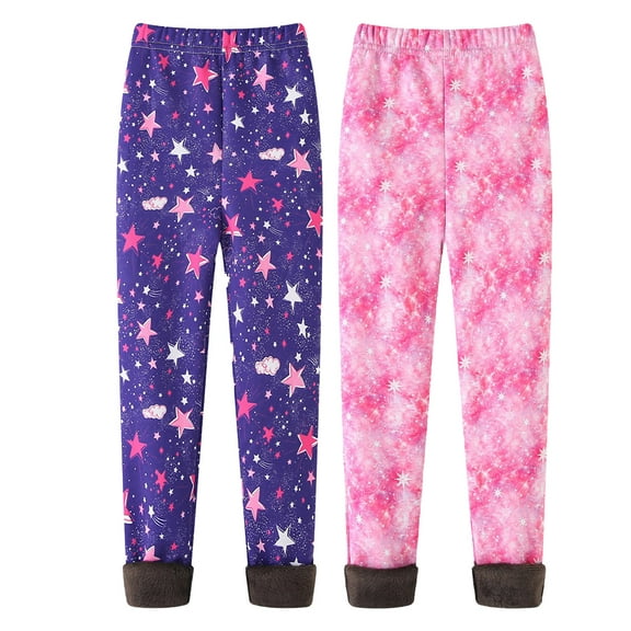 Yuanyu 2 Pack Toddler Girls Leggings Footless Thick Winter Tights Stretchy Trousers Baby Legging Pants 3-11 Years