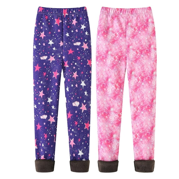 Yuanyu 2 Pack Toddler Girls Leggings Footless Thick Winter Tights Stretchy Trousers Baby Legging Pants 3-11 Years