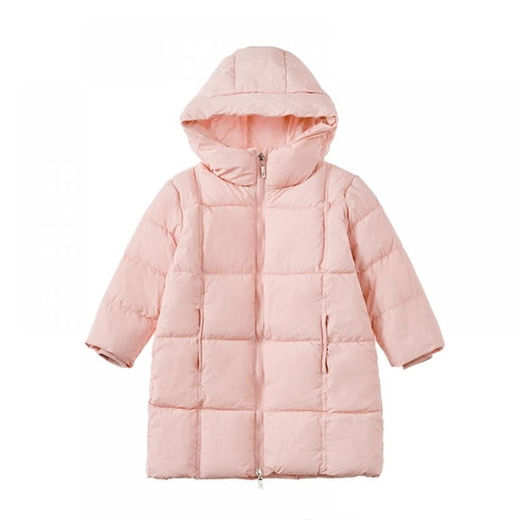 Yuanyu 3-8T Boy Girl Lightweight Down Jacket Mid length Kids Hoods Snowsuit Coat Outwear