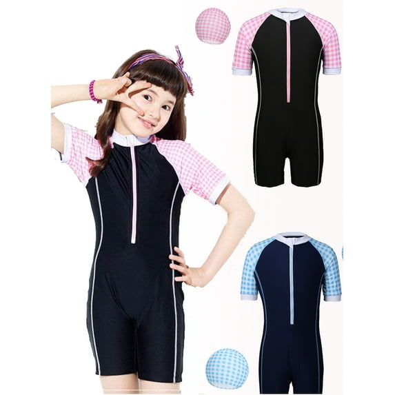 Yuanyu Girls One Piece Swimsuit Kid Swimwear Girls Water Sport UPF 50+ Sun Protection Bathing Suits 6-12Y