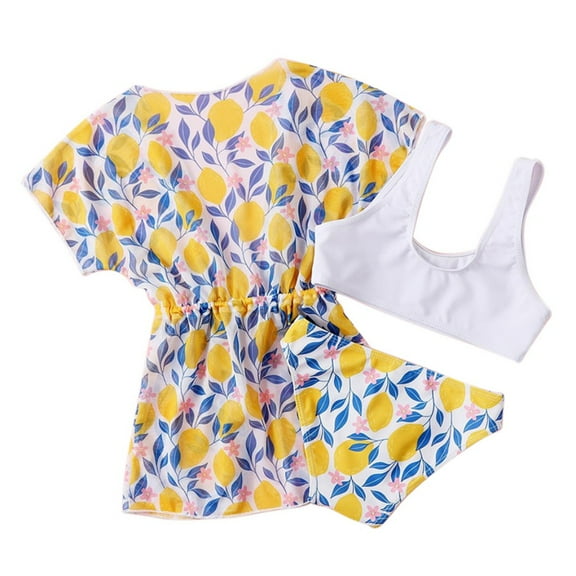 Yuanyu Kids Girl 3PC Swimsuit Tankini Set Kids Bathing Suit + Bottoms + Smock