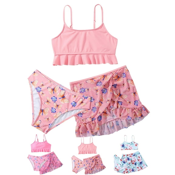 Yuanyu Kids Girl Bikini 3-Piece Bathing Suit Swimwear Big Girl Beach Tankini Set