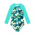 thumbnail image 1 of Yuanyu Kids Girl One Piece Bikini Swimsuits Bathing Suit Long Sleeve Rash Guard Zipper Front Swimwear Beach Sets, 1 of 4