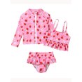 thumbnail image 1 of Popvcly Yuanyu Kids Girls 3PC Swimwear Long Sleeve Zipper Front Bathing Suit Beach Sea Swimsuits, 1 of 8