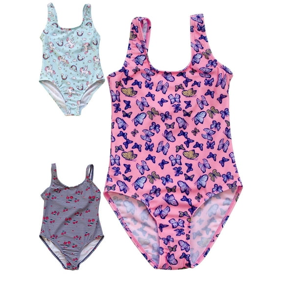 Yuanyu Kids Girls Swimsuits Bathing Suit Teen One Piece Printed Swimwear 3-12 Years