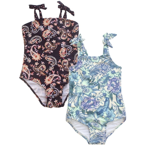 Yuanyu Little Girl One Piece Swimsuit Block Big Girl Swimwear Summer Beach Bathing Suit 5-13 Years