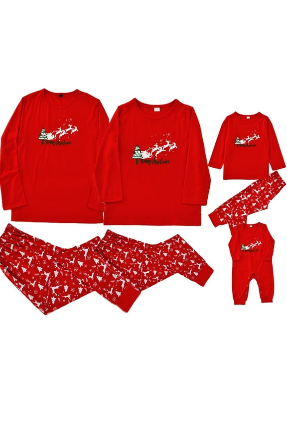 Yuanyu Matching Family Pajamas Sets Christmas PJ's Long Sleeve Tee and Bottom Loungewear