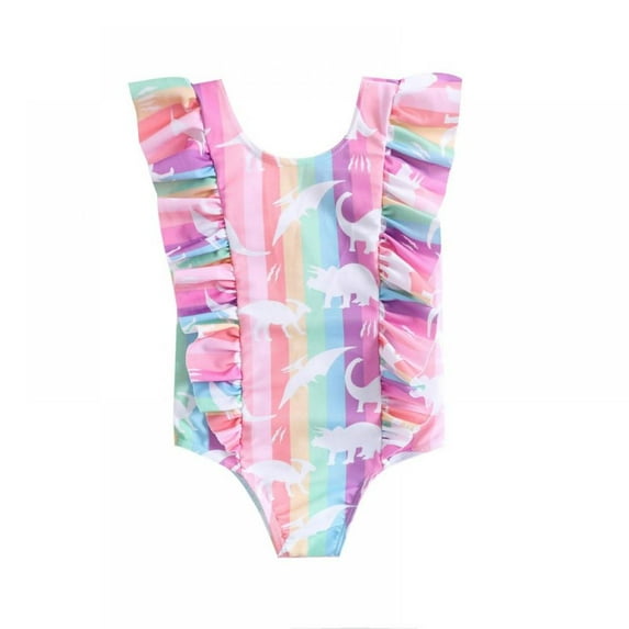 Yuanyu Toddler Girl Ruffle One Piece Swimsuits Infant Baby Bikini Summer Swimwear Bathing Suit 1-5 Years