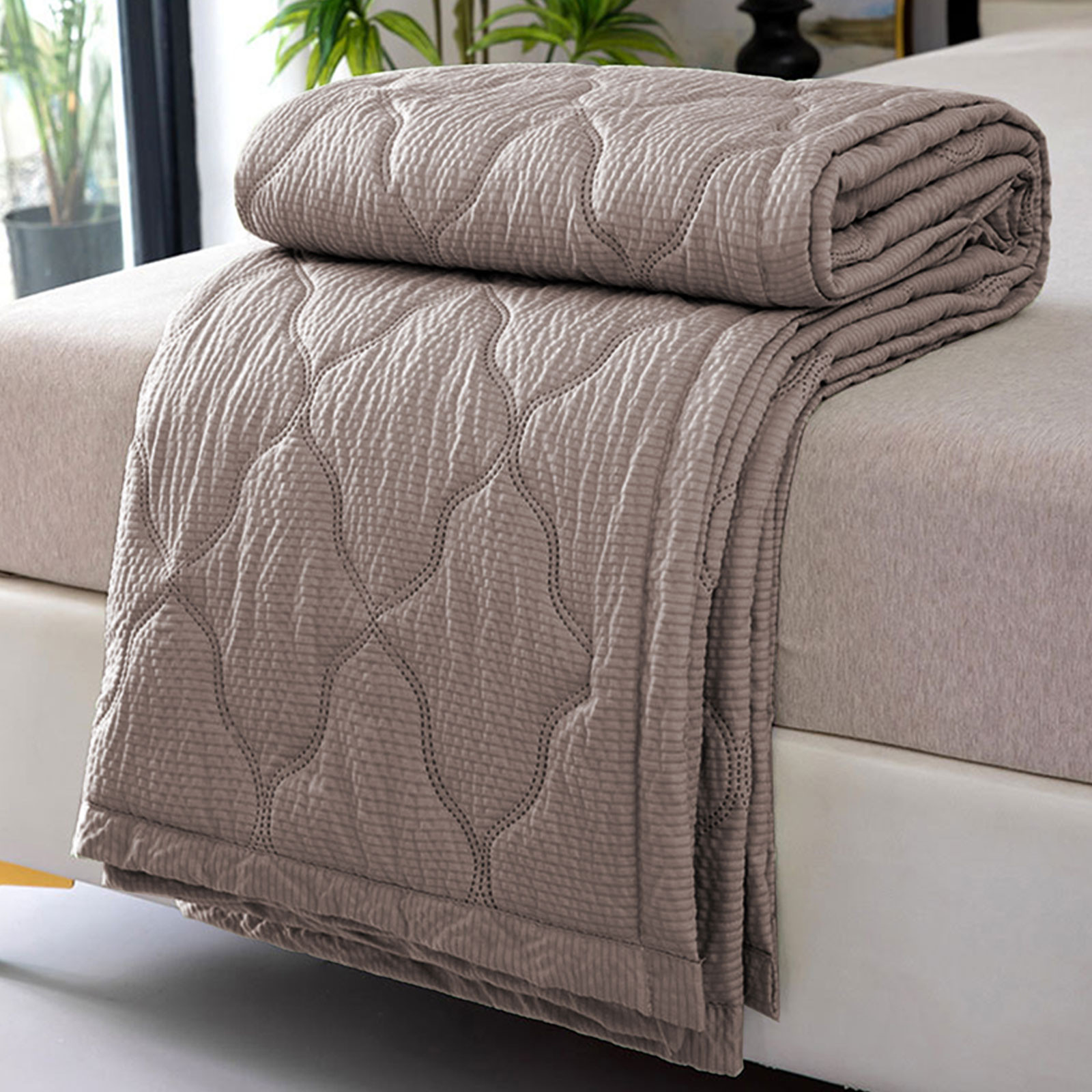 Couette été Soie Glacée – Taille Simple 150×200 Cm, Gris Clair, Légère Et Rafraîchissante