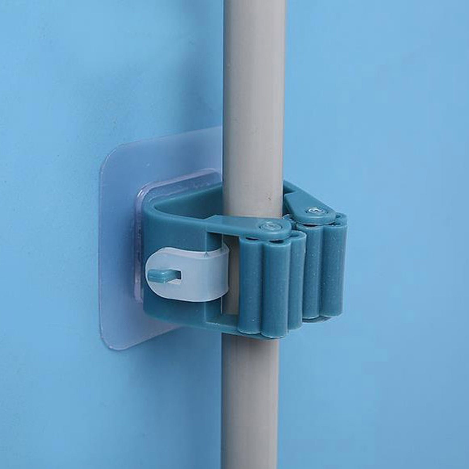 Yuanzi Wall Mount Mop Holder - No Drill Adhesive Rack, ABS+TPR Material ...