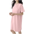 thumbnail image 1 of Yuaqua Cotton Nightgowns for Women Short Sleeve Crewneck Built in Bra Side Split Casual Sleep Dress Soft Comfy Sleepshirts, 1 of 6