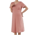 thumbnail image 1 of Yuaqua Cotton Nightgowns for Women Soft Comfy Short Sleeve Scoop Neck Quarter Button Sleepshirts Midi Sleep Dress, 1 of 5